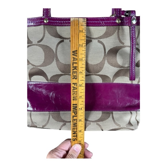 Coach‎ Purple and Beige Signature Bag - Picture 9 of 10